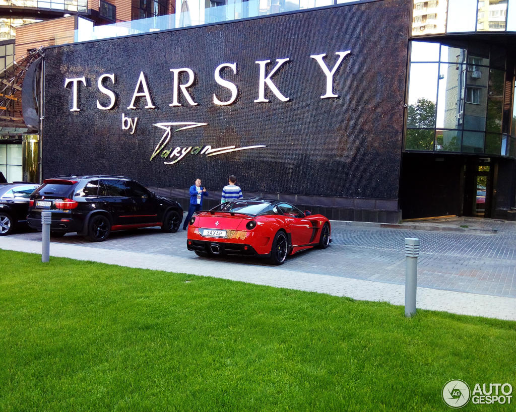 The same Ferrari photographed in Kyiv in 2015, with Bondarenko's son's name on the license plate.