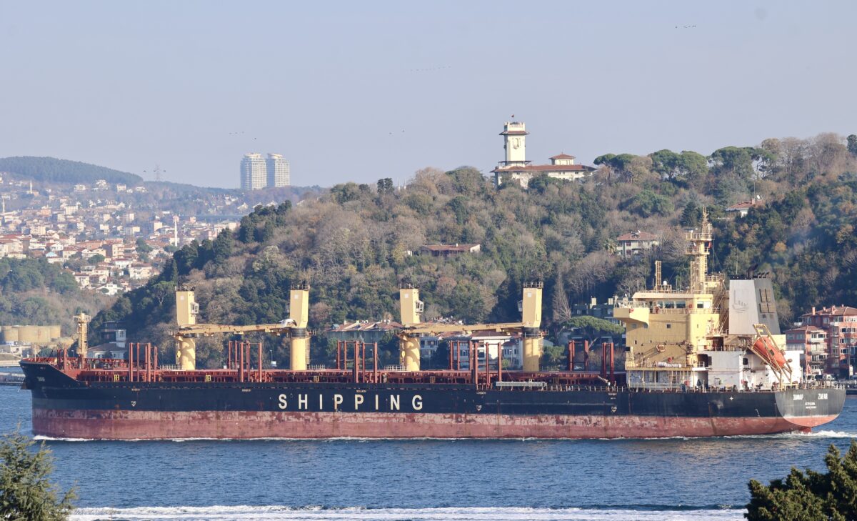 Zafar is pictured heading north through the Bosphorus Strait on November 29. Credit: Yöruk Işık