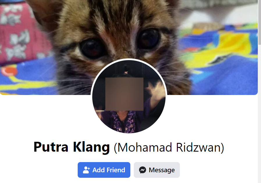 Screengrab of Putra Klang’s Facebook profile banner